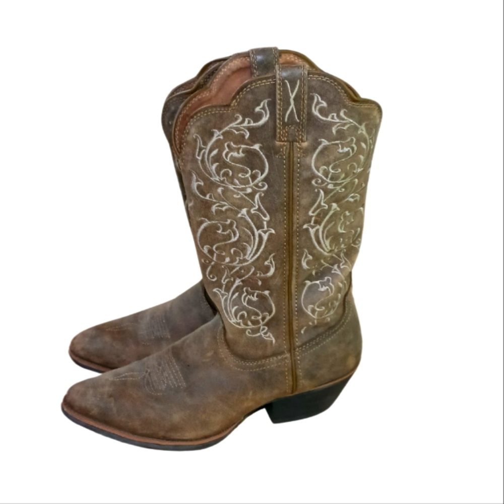 Twisted X Brown Women’s Brown Fancy Stitched Medium Toe Cowboy Western Boots 9.5